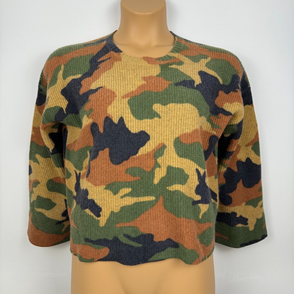 Madewell Cottontail Camo Wide Sleeve Sweater 100% Merino Wool Womens Small S